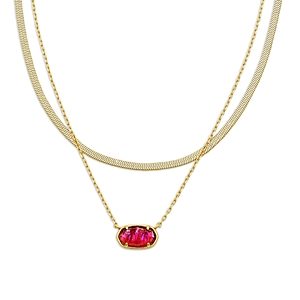 Kendra Scott Grayson Layered Herringbone Chain Necklace in 14K Gold Plated, 16- 4783130