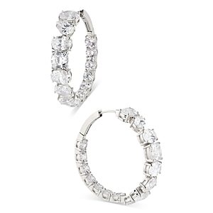 Nadri Rockstars Mixed Cubic Zirconia Hoop Earrings in Rhodium Plated- 4768854