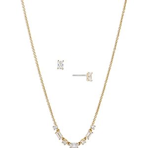 Nadri Mixed Cubic Zirconia Necklace & Stud Earrings Set in 18K Gold Plated- 4768835