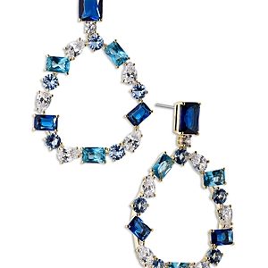 Nadri Blue Stone Circle Drop Earrings- 4768858
