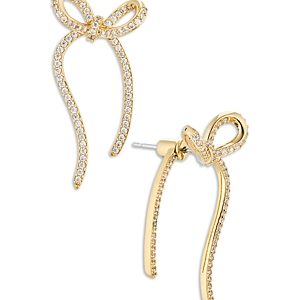 Nadri Pave Bow Front to Back Earrings in 18K Gold Plated- 4768863