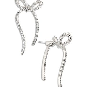 Nadri Pave Bow Front to Back Earrings in 18K Gold Plated- 4768863