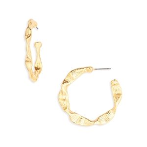 Aqua Hammered Hoop Earrings in 16K Gold Plated - 100% Exclusive- 4836362