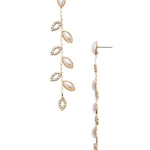 Aqua Imitation Pearl & Crystal Earrings- 4836355