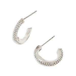 Kendra Scott Ella Pave Huggie Hoop Earrings in Rhodium Plated- 4888104