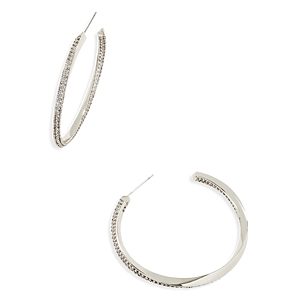 Kendra Scott Ella Pave C Hoop Earrings in Rhodium Plated- 4888101