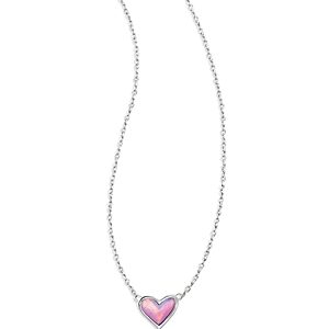 Kendra Scott Ari Framed Heart Adjustable Pendant Necklace in Rhodium Plated, 19- 4888115