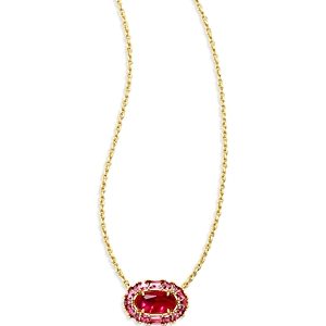 Kendra Scott Elisa Crystal Framed Mother of Pearl Adjustable Pendant Necklace in 14K Gold Plated, 16- 4888113