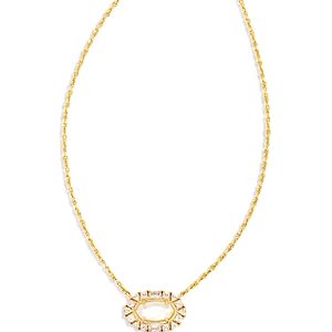 Kendra Scott Elisa Crystal Framed Mother of Pearl Adjustable Pendant Necklace in 14K Gold Plated, 16- 4888113