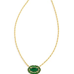 Kendra Scott Elisa Crystal Framed Mother of Pearl Adjustable Pendant Necklace in 14K Gold Plated, 16- 4888113
