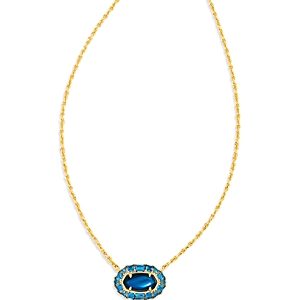 Kendra Scott Elisa Crystal Framed Mother of Pearl Adjustable Pendant Necklace in 14K Gold Plated, 16- 4888113
