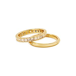 Kendra Scott Ella Pave Band Ring in 14K Gold Plated, Set of 2- 4888117