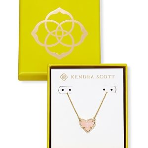 Kendra Scott Ari Quartz Heart Pendant Necklace in 14K Gold Plated, 15-17- 4888603
