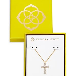 Kendra Scott Crystal Cross Adjustable Pendant Necklace in 14K Gold Plated, 19- 4888602