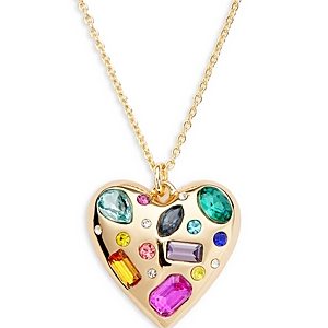 Aqua Multicolor Confetti Heart Pendant Necklace in 14K Gold Plated, 16 - 100% Exclusive- 4872238