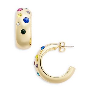 Aqua Multicolor Confetti Stone Hoop Earrings in 14K Gold Plated - 100% Exclusive- 4872239