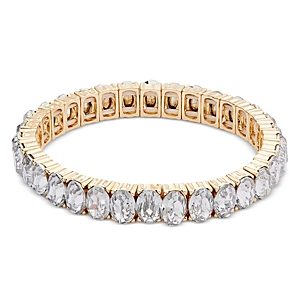 Aqua Crystal Stretch Bracelet in 16K Yellow Gold Plated - 100% Exclusive- 4836353