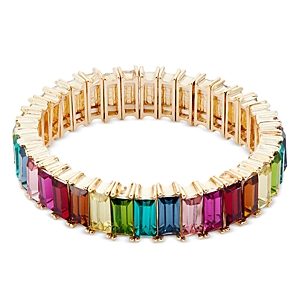 Aqua Rainbow Crystal Stretch Bracelet in 16K Yellow Gold Plated - 100% Exclusive- 4836352