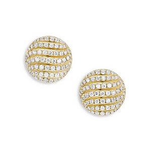 David Yurman 18K Yellow Gold Sculpted Cable Diamond Pave Stud Earrings- 4726298