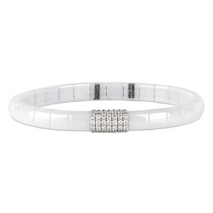 Roberto Demeglio 18K White Gold & White Ceramic Diamond Pave Stretch Bracelet- 3682063