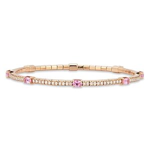 Extensible 18K Rose Gold Pink Sapphire & Diamond Stretch Tennis Bracelet- 4922955