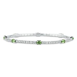 Extensible 18K White Gold Tsavorite & Diamond Stretch Tennis Bracelet- 4942191