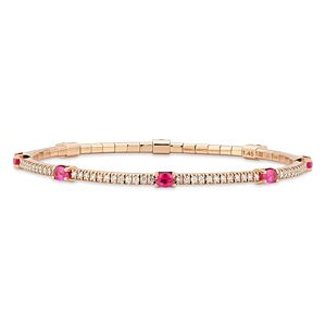 Extensible Oval Ruby & Diamond Stretch Tennis Bracelet- 4922952