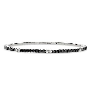 Extensible 18K White Gold Black & White Diamond Stretch Tennis Bracelet- 4922958