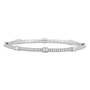 Extensible 18K White Gold Oval Diamond Station Stretch Tennis Bracelet- 4922951