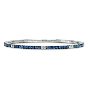 Extensible 18K White Gold Sapphire & Diamond Stretch Tennis Bracelet- 4922963