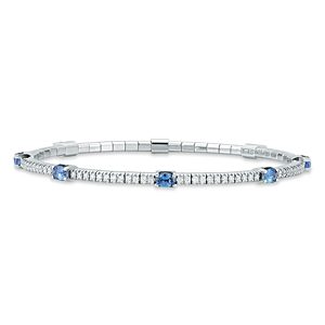 Extensible 18K White Gold Sapphire & Diamond Stretch Tennis Bracelet- 4942176