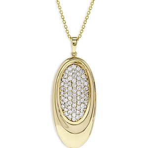 Bloomingdale's Pave Diamond Oval Pendant Necklace in 14K Yellow Gold, 1.20 ct. t.w.- 4871848