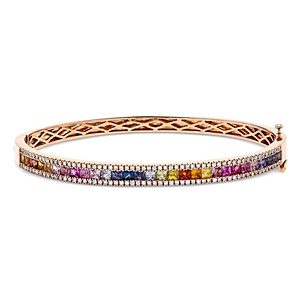 Bloomingdale's Rainbow Sapphire & Diamond Bangle Bracelet in 14K Rose Gold- 4871979
