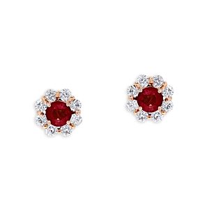Bloomingdale's Ruby & Diamond Halo Flower Earrings in 14K Rose Gold- 4871982