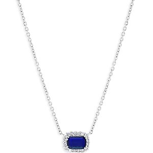Bloomingdale's Sapphire & Diamond Halo Pendant Necklace in 14K White Gold- 4871983