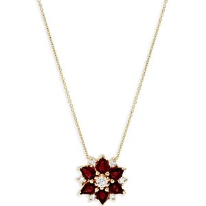 Bloomingdale's Ruby & Diamond Flower Pendant Necklace in 14K Yellow Gold, 16- 4871986