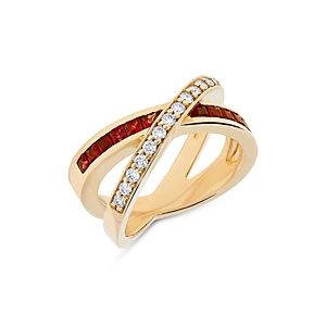 Bloomingdale's Ruby & Diamond Crossover Ring in 14K Yellow Gold- 4871999