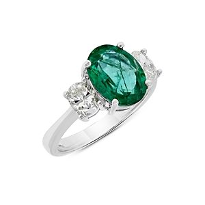 Bloomingdale's Emerald & Diamond Oval Cut Ring in 14K White Gold- 4871994