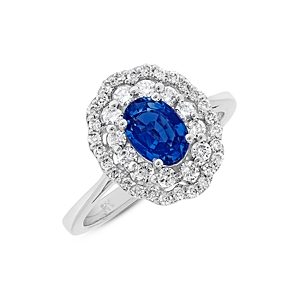 Bloomingdale's Sapphire & Diamond Halo Oval Ring in 14K White Gold- 4871993