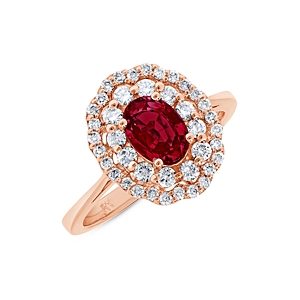 Bloomingdale's Ruby & Diamond Halo Ring in 14K Rose Gold - 100% Exclusive- 4942301