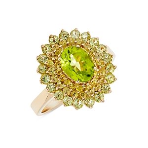 Bloomingdale's Peridot Flower Ring in 14K Yellow Gold- 4873170