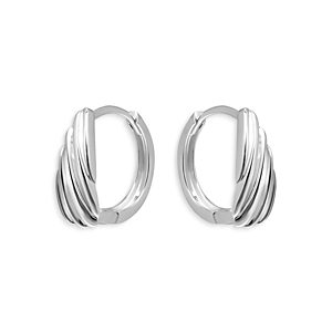 Aqua Ribbed Shield Huggie Hoop Earrings in Sterling Silver - 100% Exclusive- 4924632