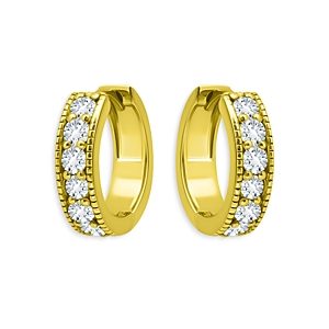 Aqua Channel Set Milgrain Huggie Hoop Earrings in 18K Gold Over Sterling Silver - 100% Exclusive- 4924637