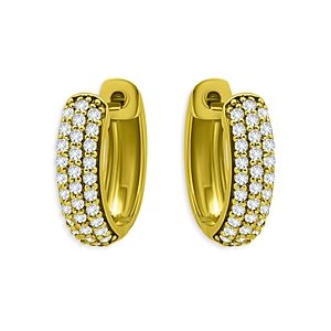 Aqua Triple Row Pave Huggie Hoop Earrings in 18K Gold Plated or Sterling Silver - 100% Exclusive- 4924640