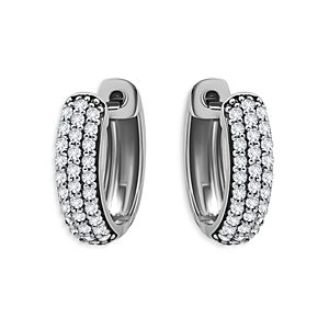 Aqua Triple Row Pave Huggie Hoop Earrings in 18K Gold Plated or Sterling Silver - 100% Exclusive- 4924640