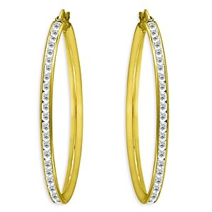 Aqua Channel Set Hoop Earrings in 18K Gold Plated or Sterling Silver - 100% Exclusive- 4924631