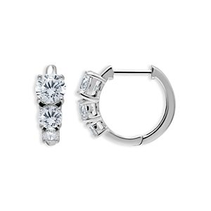 Aqua Three Stone Graduated Huggie Hoop Earrings in Sterling Silver - 100% Exclusive- 4924641