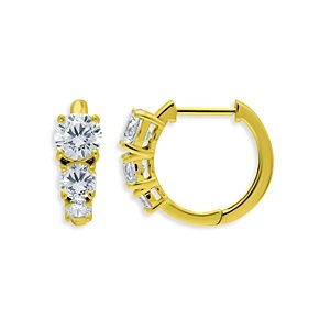 Aqua Three Stone Graduated Huggie Hoop Earrings in 18K Gold Over Sterling Silver - 100% Exclusive- 4924643