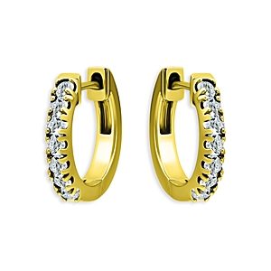 Aqua Pave Front Huggie Hoop Earrings in 18K Gold Over Sterling Silver - 100% Exclusive- 4924634