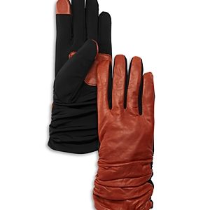Echo Ruched Leather Tech Gloves- 4813638